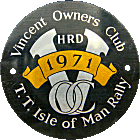 Vincent OC TT motorcycle rally badge from Jean-Francois Helias