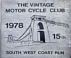 VMCC South West Coast Run motorcycle run badge from Jean-Francois Helias