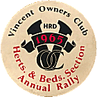 Vincent OC Herts & Beds motorcycle rally badge from Jean-Francois Helias