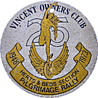 Vincent OC Herts & Beds motorcycle rally badge from Jean-Francois Helias