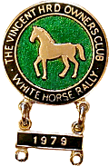 Vincent OC White Horse motorcycle rally badge from Jean-Francois Helias