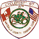 Waterloo County Cyclefest motorcycle show badge from Jean-Francois Helias