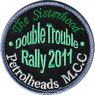 Double Trouble motorcycle rally badge